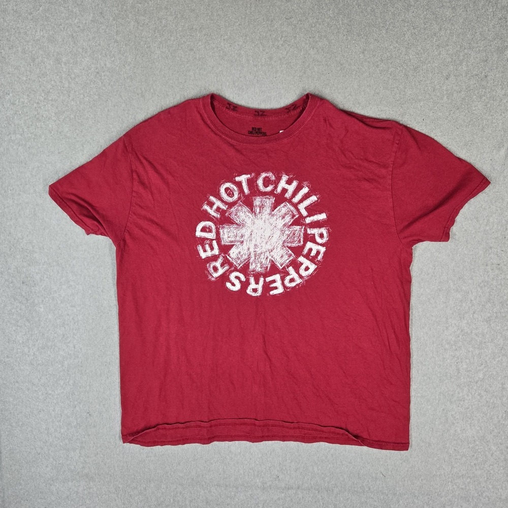 Red Hot Chili Peppers Men Shirt 2X Red Graphic Band Logo Short Sleeve